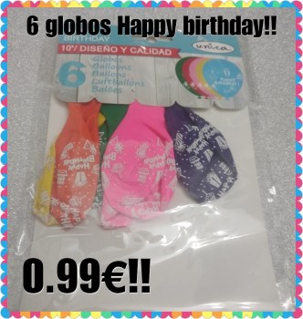 6 globos happy birthday