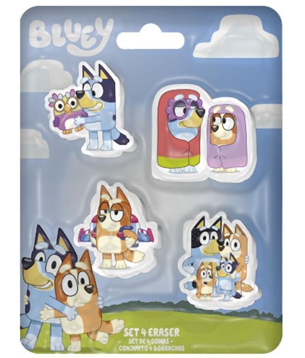 pack 4 gomas de borrar bluey