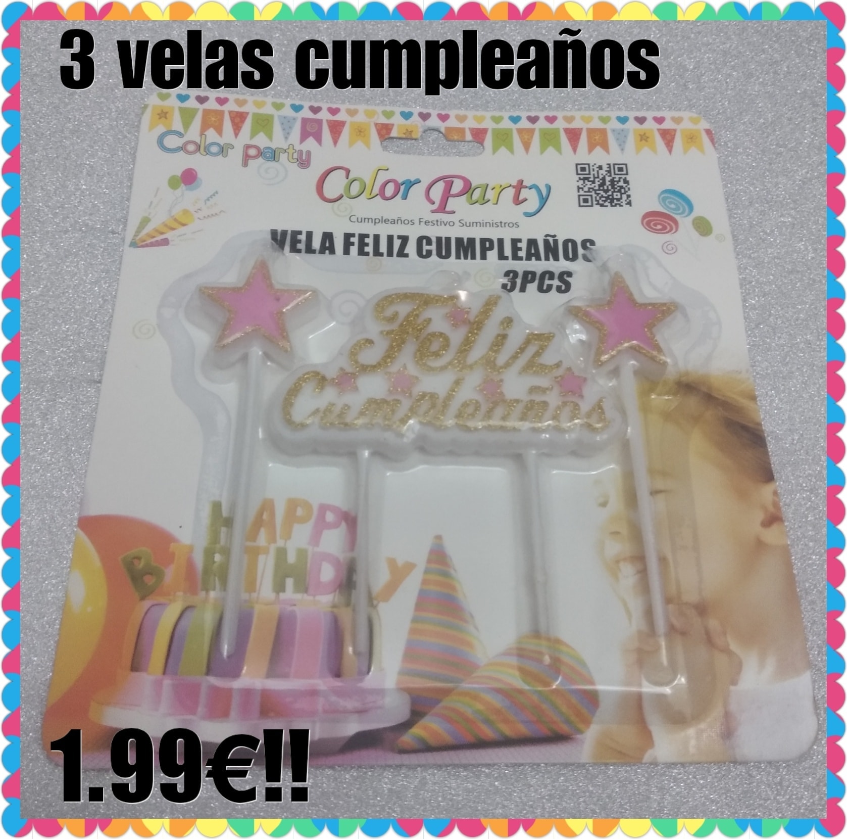 3 velas feliz cumpleaños