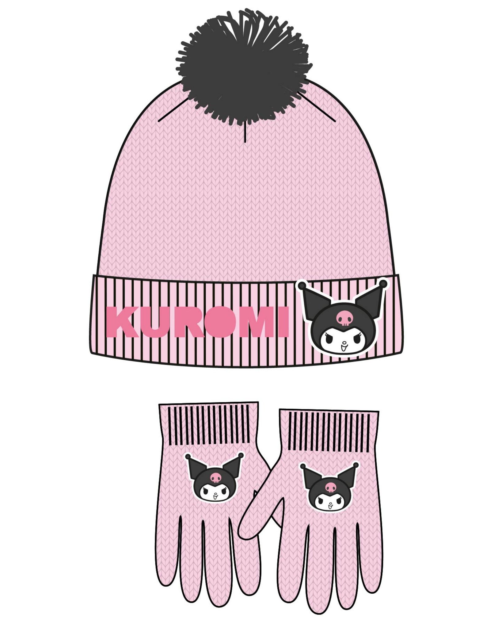 conjunto gorro+guantes kuromi