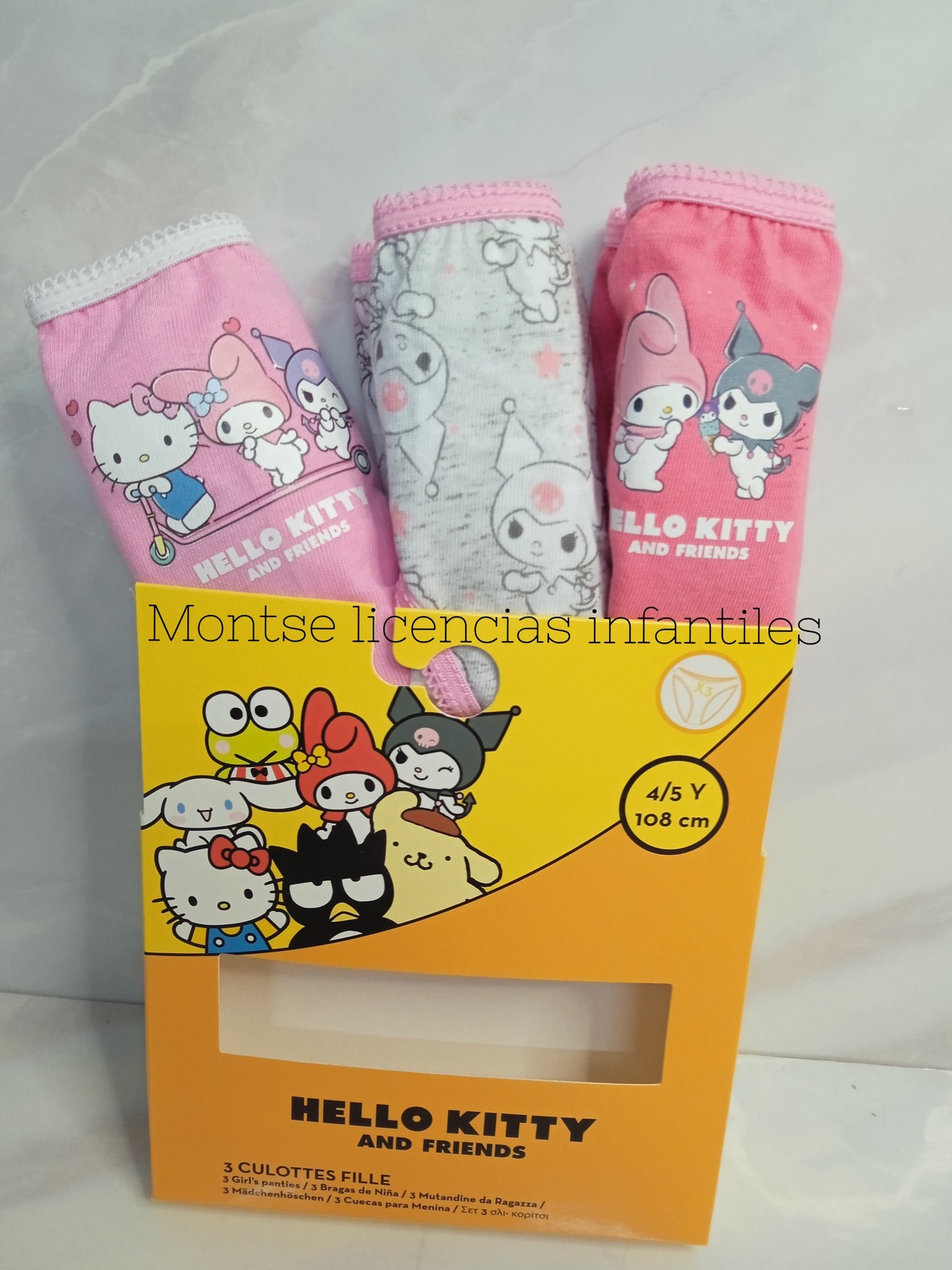 pack 3 braguitas hello kitty y kuromi