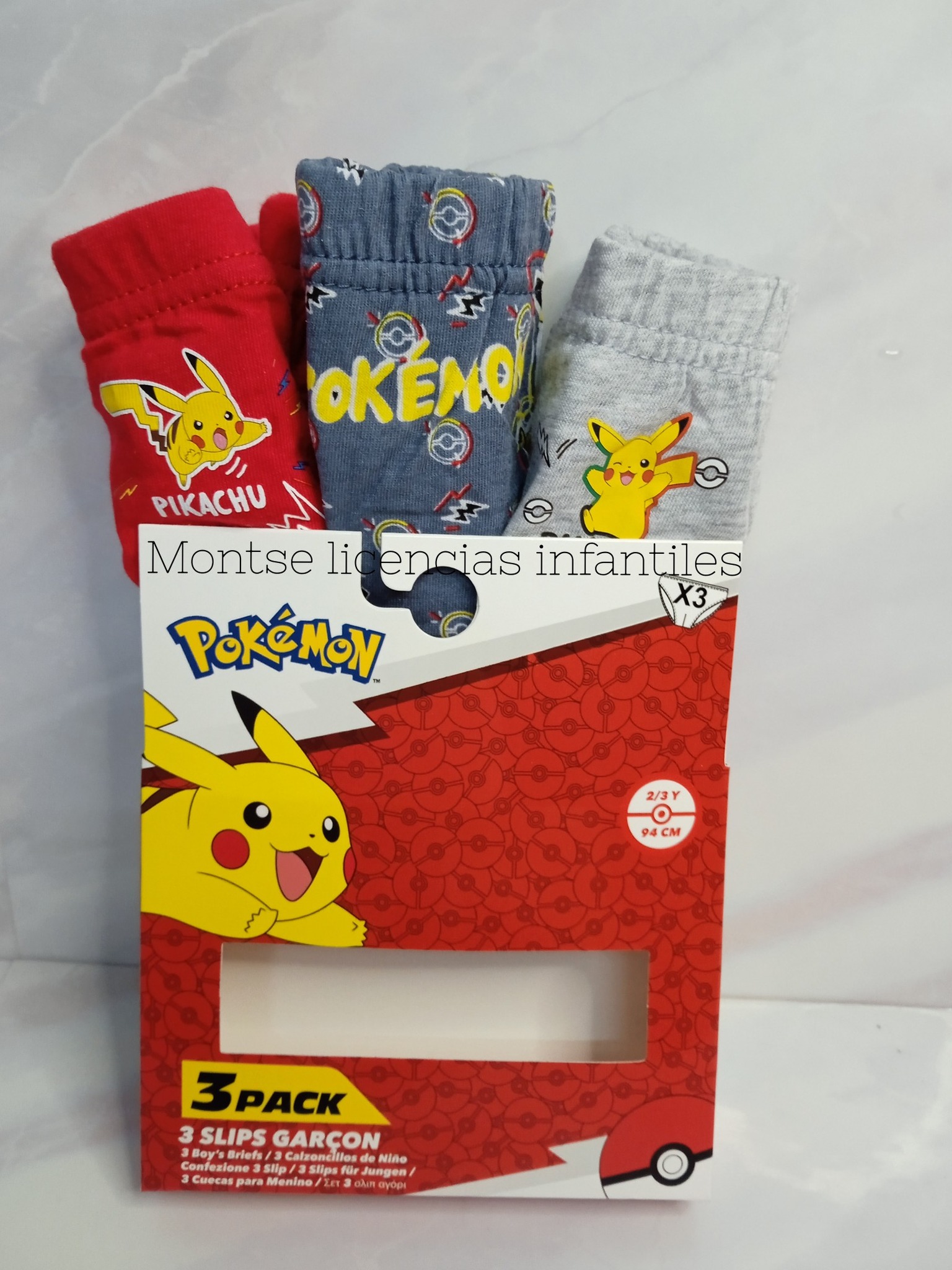 pack 3 calzoncillos slips pokemon