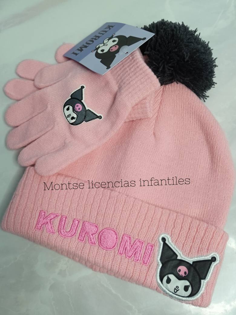 conjunto gorro+guantes kuromi
