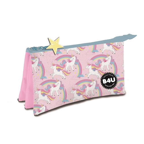 estuche triple unicornio