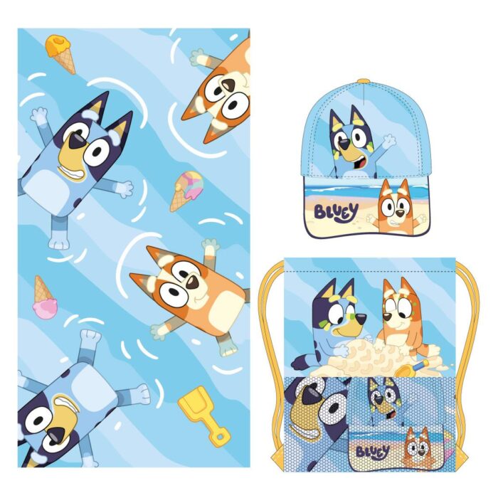 pack bolsa+toalla+gorra bluey