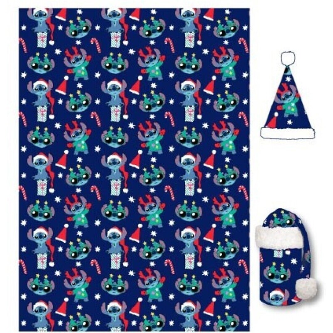 manta coralina+gorro navidad stitch disney