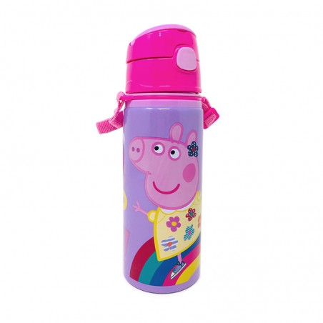 botella cantimplora aluminio con asa peppa pig