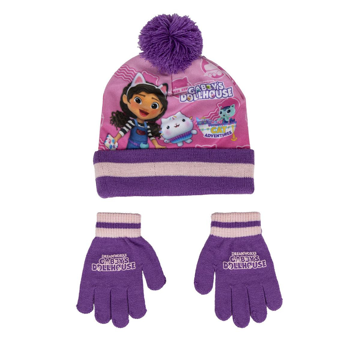 conjunto gorro+guantes gabby dollhouse