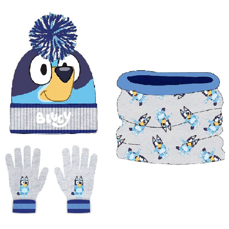 conjunto gorro+braga cuello+guantes bluey