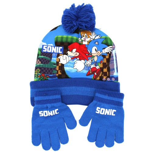 conjunto gorro+guantes sonic