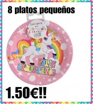 8 platos unicornio