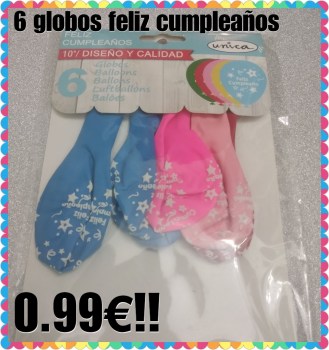 6 globos feliz cumpleaños