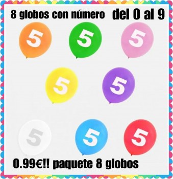 8 globos con numero