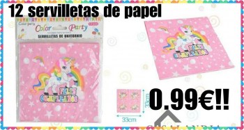 12 servilletas unicornio