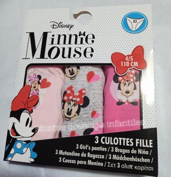 pack 3 braguitas minnie