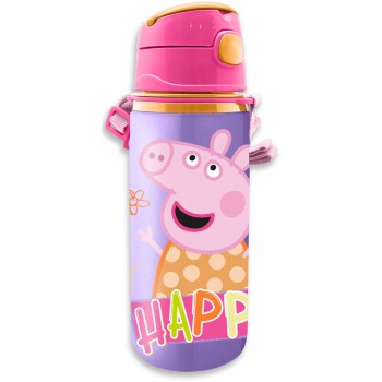 botella cantimplora aluminio con asa peppa pig