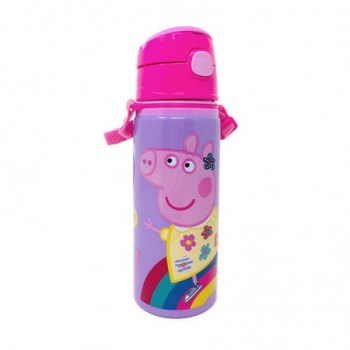 botella cantimplora aluminio con asa peppa pig