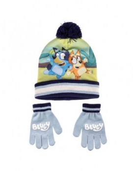 conjunto gorro+guantes bluey